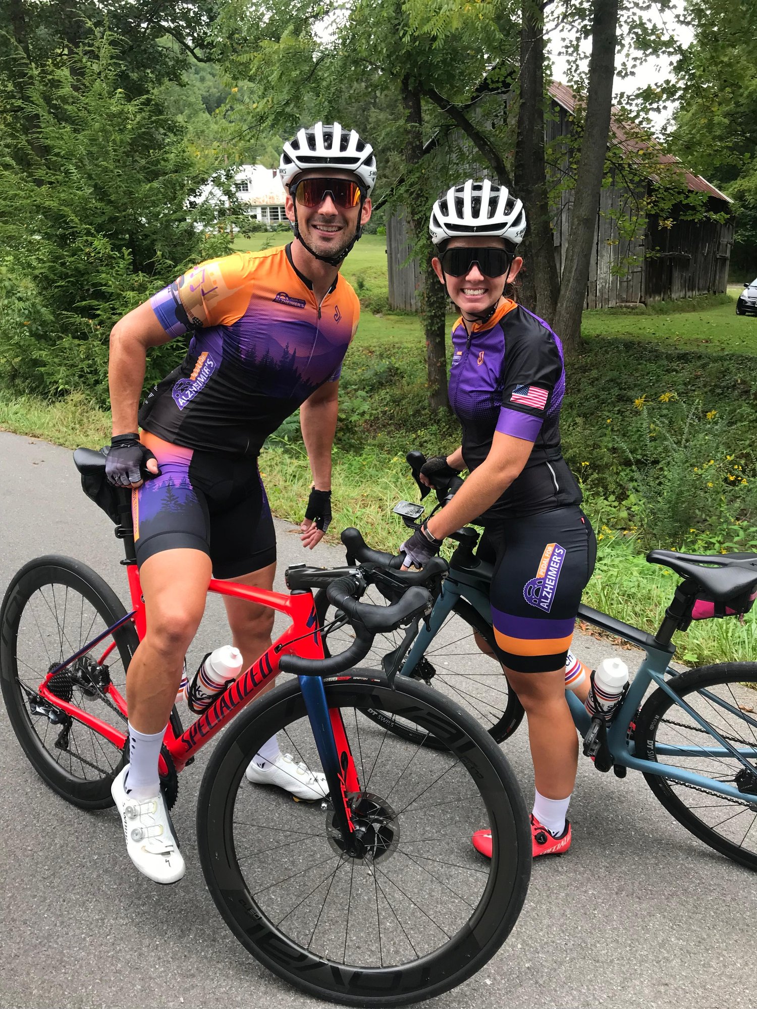 Cyclists on bikes